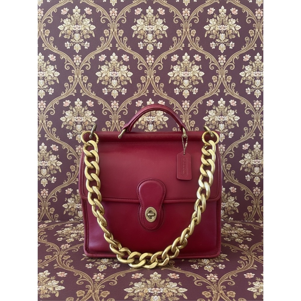 Vintage 2001 Coach Willis 9927 Burgundy Leather Bag + Gold Chain Costa Rica